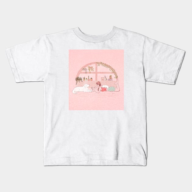 STAY AT HOME_JOURNALING Kids T-Shirt by Tyne Bobier Illustrations